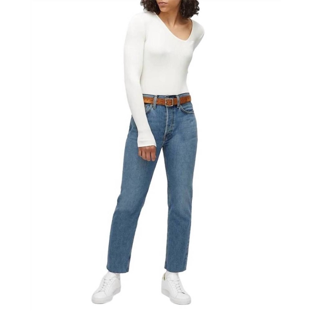 RE/DONE 70s stove pipe jean in medium vain